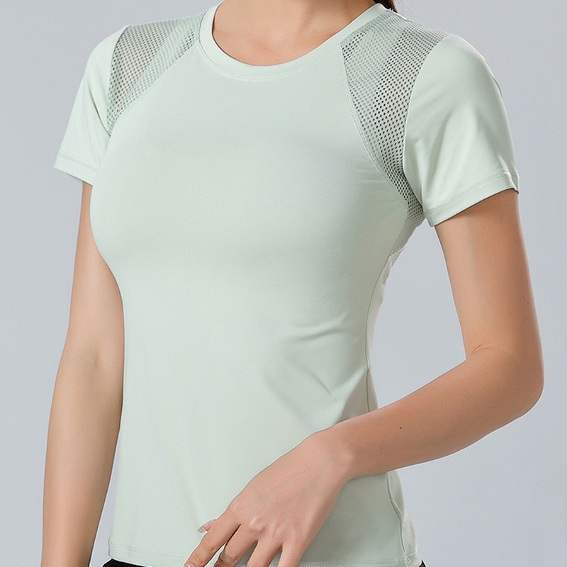 Mesh-t-shirt met ronde hals, ademend, sneldrogend en korte mouwen