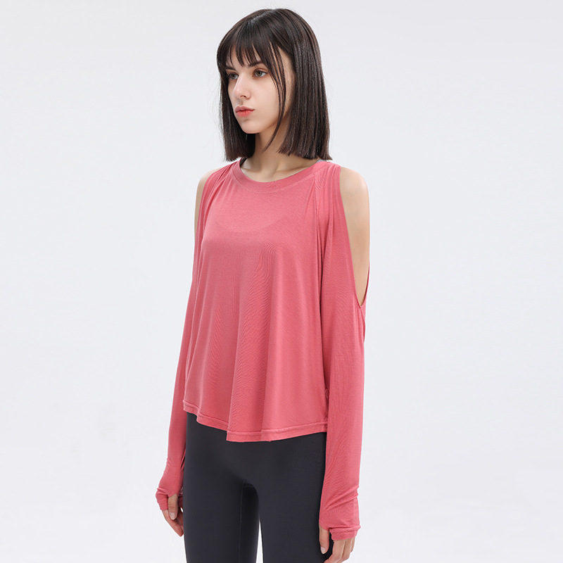 Top da yoga con spalle scoperte per donna 