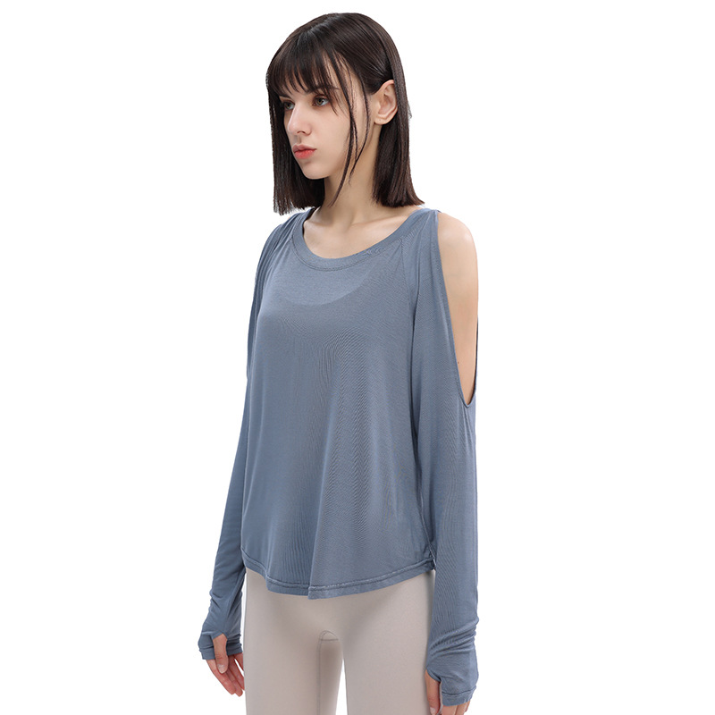 Top da yoga con spalle scoperte per donna 