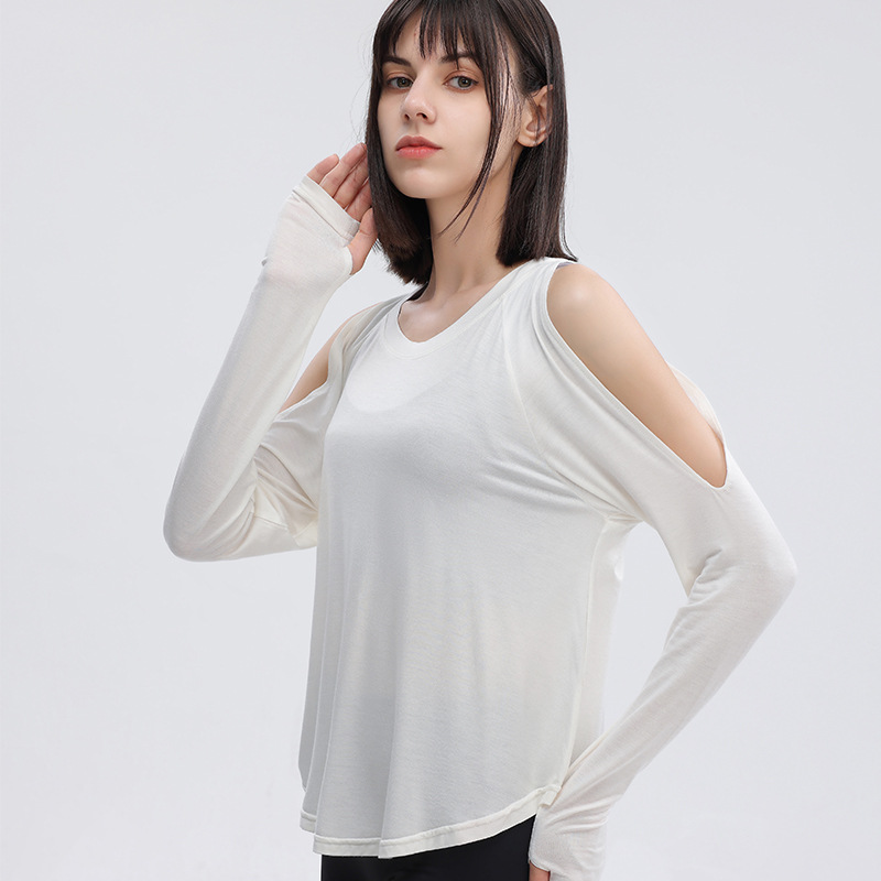 Top da yoga con spalle scoperte per donna 