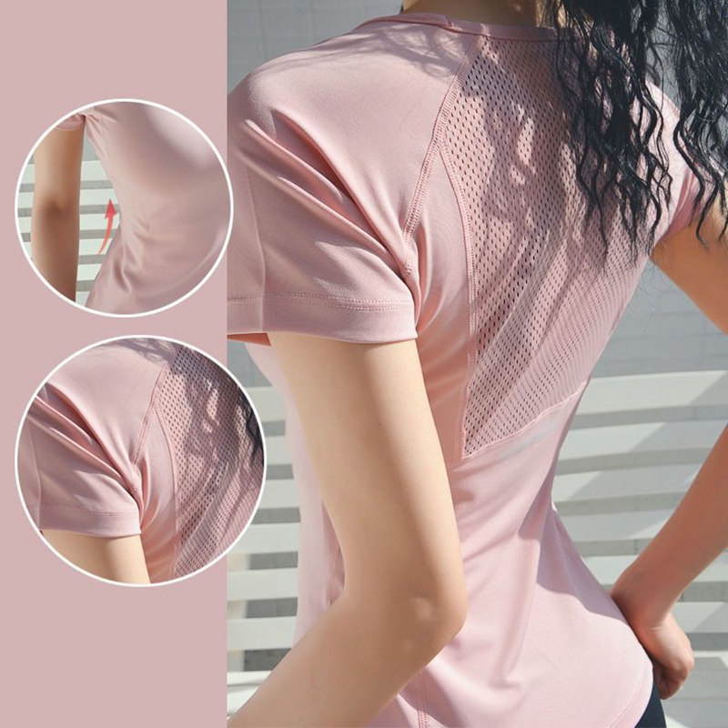 Sommersport Kurz&auml;rmelige, schnell trocknende, atmungsaktive Yoga-T-Shirts f&uuml;r Damen 