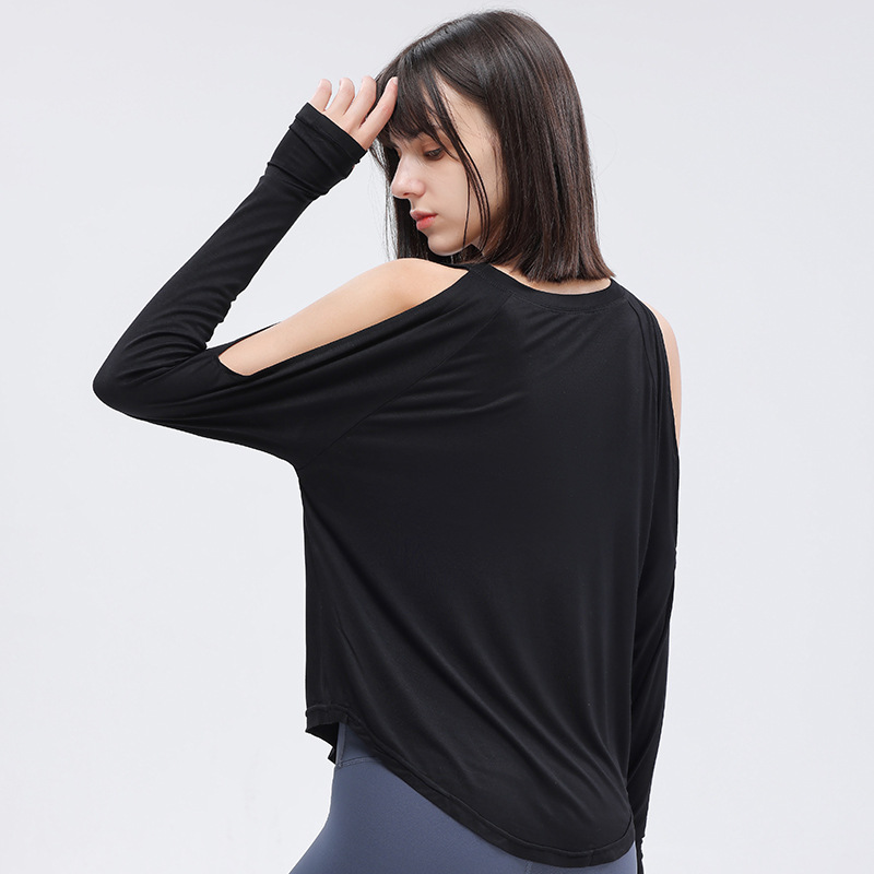 Top da yoga con spalle scoperte per donna 