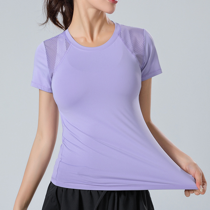 Mesh-t-shirt met ronde hals, ademend, sneldrogend en korte mouwen