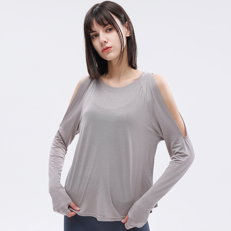Top da yoga con spalle scoperte per donna 