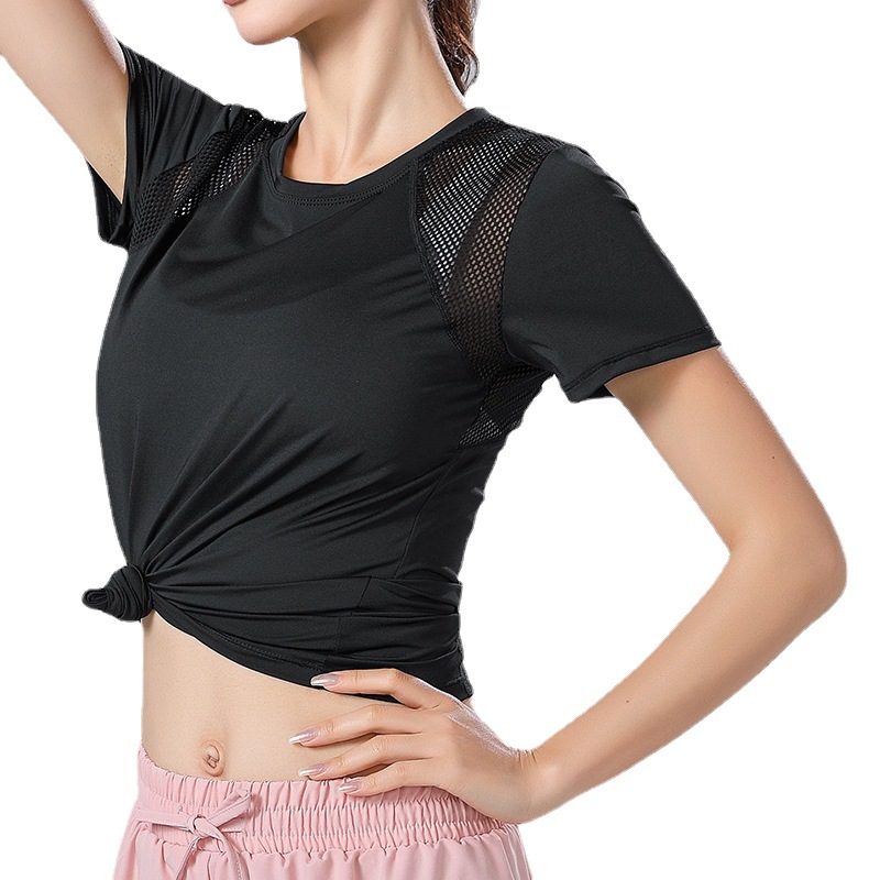 Mesh-t-shirt met ronde hals, ademend, sneldrogend en korte mouwen